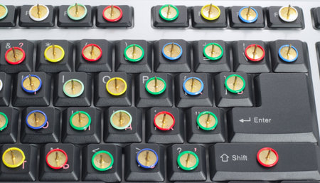 keyboard with thumb tacks