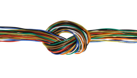 Multi-coloured telephone or telecommunication cableの写真素材