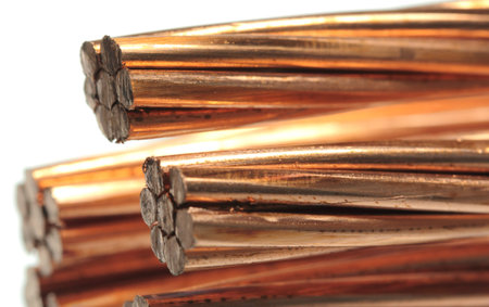 The cleared electric power cable with three lines