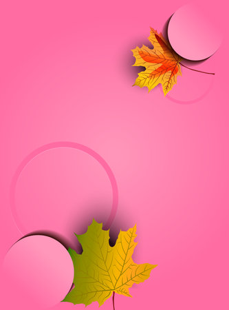 pink autumn leaf paper craft background vector illustrationのイラスト素材