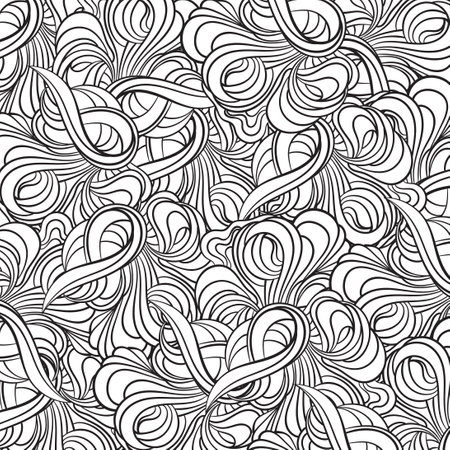 Seamless abstract hand-drawn pattern, waves background. Can be used for wallpaper, pattern fills, web page background,surface textures.のイラスト素材