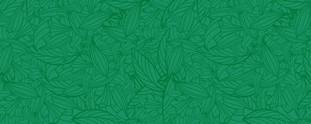Seamless pattern with leaves. Hand drawn floral background. Vector illustration.のイラスト素材