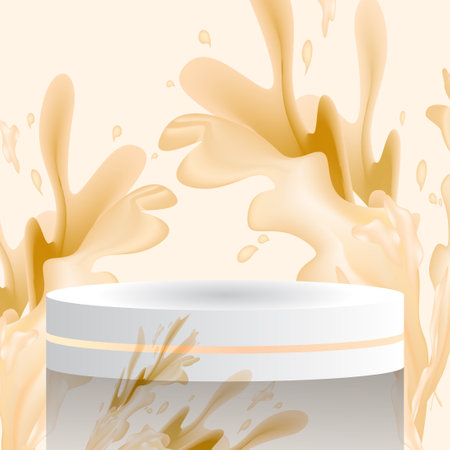 3d product podium  with splash of green liquid. Vector illustration.のイラスト素材