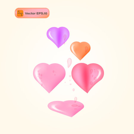 Set of pink and orange hearts. Vector illustration for your design.のイラスト素材