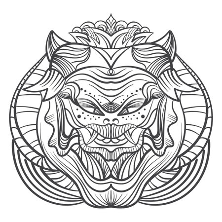 Tribal animal head. Hand drawn vector illustration. Tattoo art.のイラスト素材