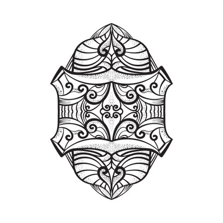 Vector abstract ornamental black and white pattern. Hand drawn decorative element.のイラスト素材