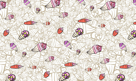 han drawing ice cream pattern vector illustration backgroundのイラスト素材