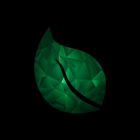 Abstract green leaf on black background. Vector illustration for your design.のイラスト素材