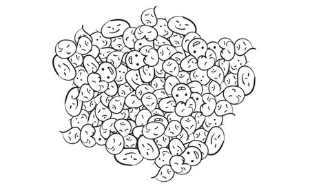 Funny smiley faces. Hand drawn doodle vector illustration.のイラスト素材