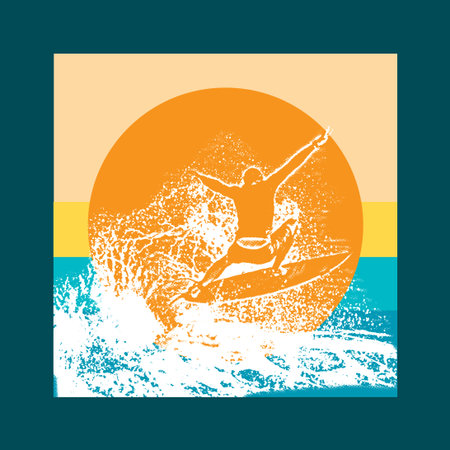 Surfer on the wave. Surfer on the beach. Vector illustration