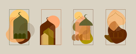 Set of abstract geometric shapes in minimalistic style. Vector illustration.のイラスト素材