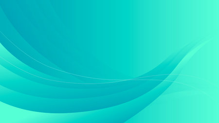 abstract background with smooth wavy lines in turquoise colorsのイラスト素材