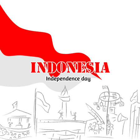 Indonesia independence day greeting card, banner, poster, backgroundのイラスト素材