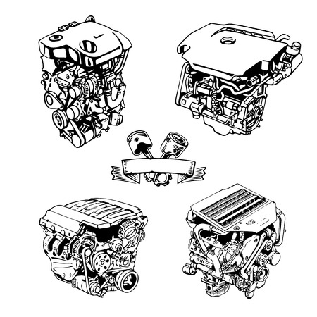 the drawn engine on a white backgroundのイラスト素材