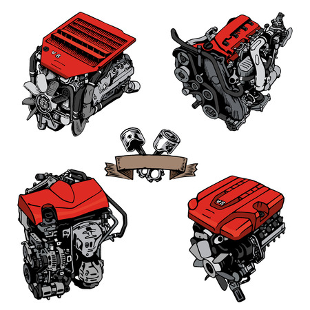 the drawn engine on a white backgroundのイラスト素材