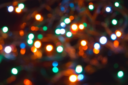 Christmas garland on a tree, out of focus the image, textura の写真素材