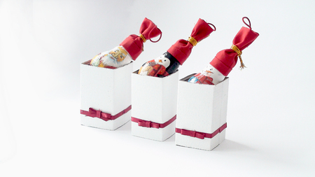 Lamps decorated for New Year tree toys. New Year souvenir hand made. Children creativityの写真素材