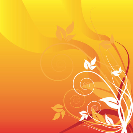 Abastract composition with flowers and lines in orangeのイラスト素材