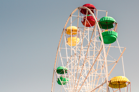 Ferris or devil wheel against blue sky backgroundの写真素材
