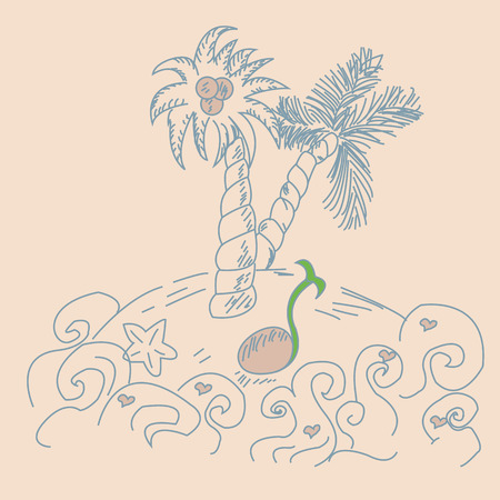 Palm trees. Hand drown Vector illustration.のイラスト素材