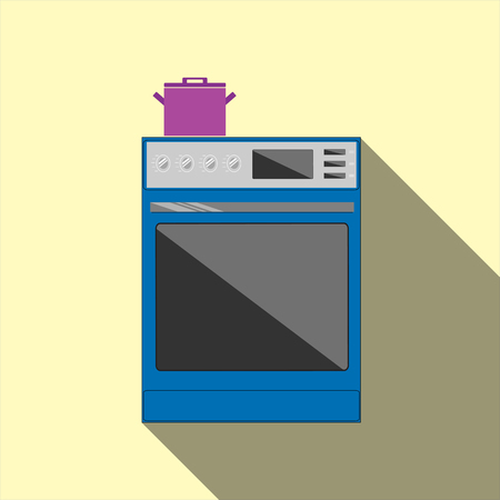 Stove icon. Flat style vector illustration with long shadows.のイラスト素材