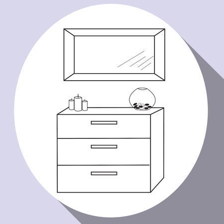 Flat line icon design hand drown - furniture in Living room andのイラスト素材