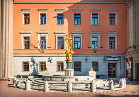 Sculpture of Princess Turandot at the Vakhtangov Theater on the Arbat in Moscow on a summer morningのeditorial素材