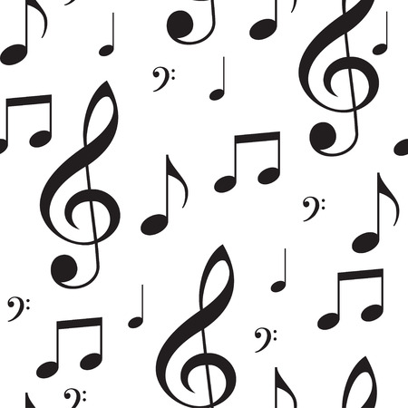 Black and white seamless texture musical notesのイラスト素材