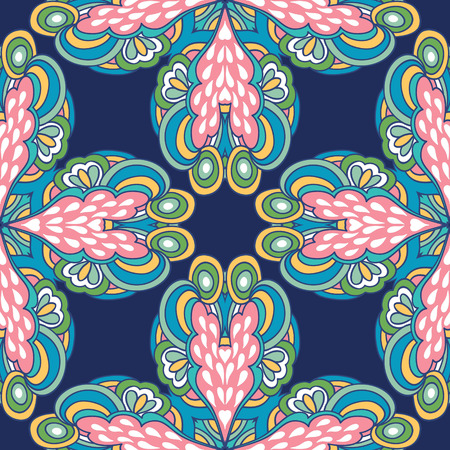 Seamless abstract pattern with round elements. Bright beautiful background for textile, wallpaper or wrapping paper. Vector illustration.のイラスト素材