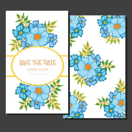 Greeting card, invitation or card banner. Floral design.のイラスト素材