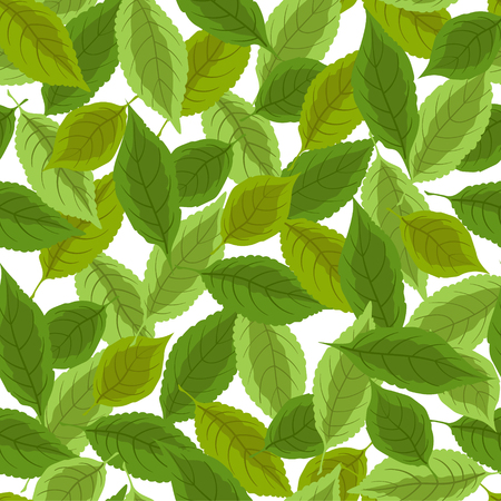 Seamless pattern with green leaves. Vector illustration.のイラスト素材