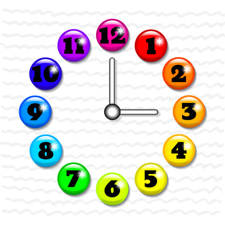 Clock face with volume colored glass buttons.Template for your design.のイラスト素材