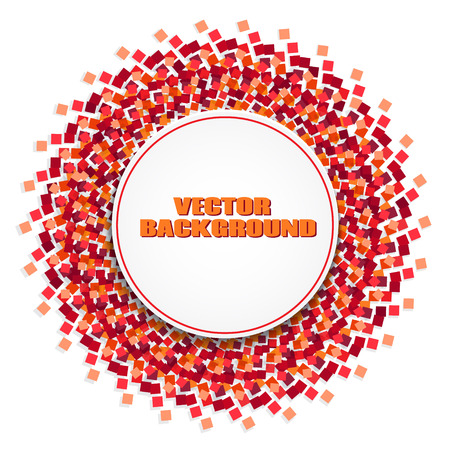 Round frame for your text on  abstract  background with red sparkles or confetti.Can be used for holiday flyers, banners, invitations to the partyのイラスト素材