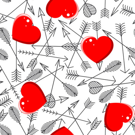 Seamless pattern with arrows and hearts.のイラスト素材