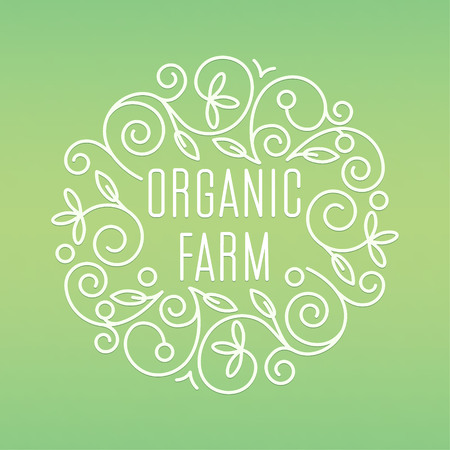 Vector linear  logo - icons and design elements in trendy style for agriculture, eco products or your other needs.のイラスト素材