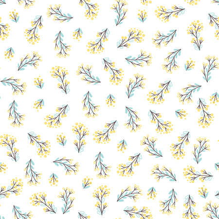 Seamless pattern with small flowers on white background. Simple flower vector background.のイラスト素材