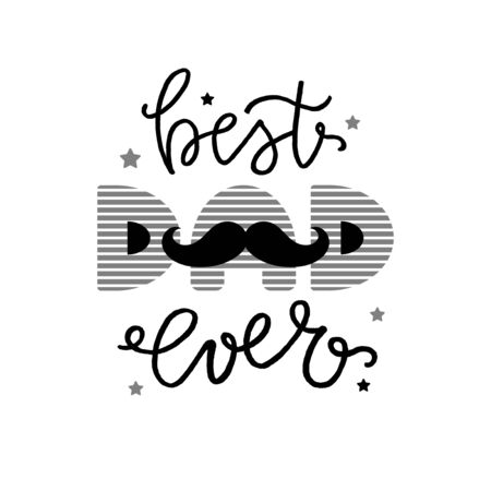 Happy Fatherâs Day greeting card in black and white. Vector illustration.のイラスト素材