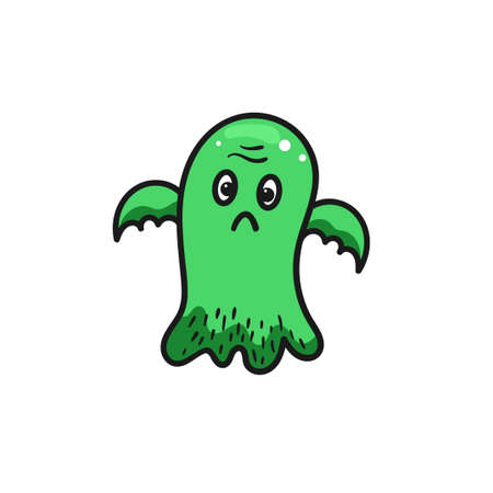Cute green ghost icon isolated on white backgrounds. Halloween symbol.のイラスト素材