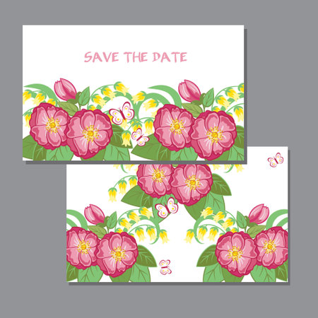 Greeting card, invitation or card banner. Floral design.のイラスト素材
