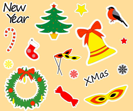 new year's sticker packのイラスト素材