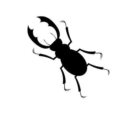 black silhouette of a horned beetleのイラスト素材