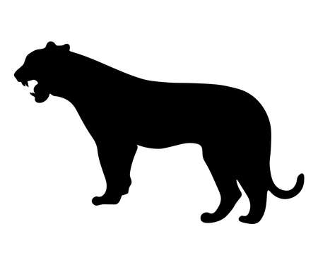 silhouette of a snarling tigerのイラスト素材