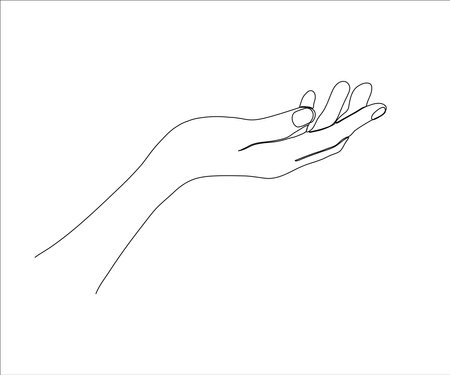 women's hand in one line art style, minimalismのイラスト素材