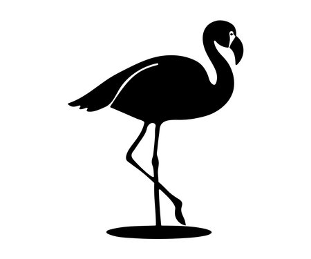 silhouette of flamingo bird animal on white background vector illustration design. black and white flamingo logoのイラスト素材