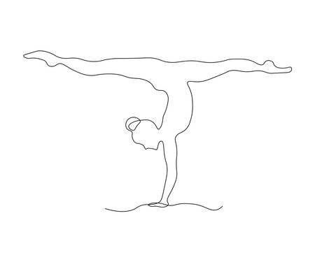 abstract athlete without a face, gymnast, yoga, hand-drawn, continuous mono line, one line art, contour drawingのイラスト素材