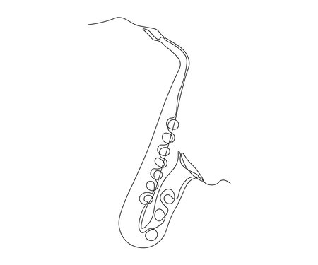 abstract Saxophone Continuous On Line Drawingのイラスト素材