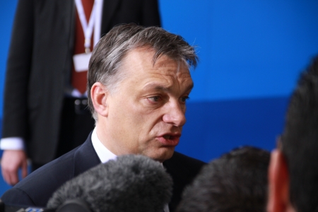 Limassol, Cyprus - January 11, 2013 - Prime Minister of Hungary Viktor Orban at the special summit of the leaders of the right-centrist EPPのeditorial素材