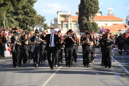 Pafos, Cyprus - March 16, 2013 - Carnival Orchestra. Carnival in Cyprus.のeditorial素材
