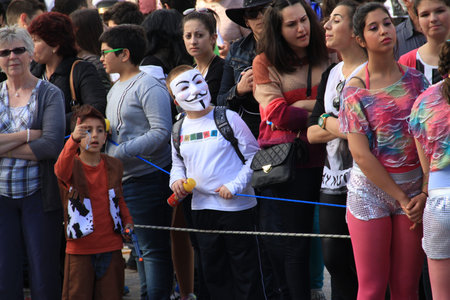 Pafos, Cyprus - March 16, 2013 - Children. Carnival in Cyprus.