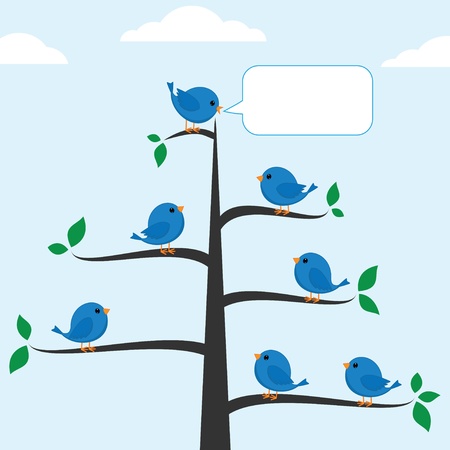 Cartoon blue bird talking to otherのイラスト素材